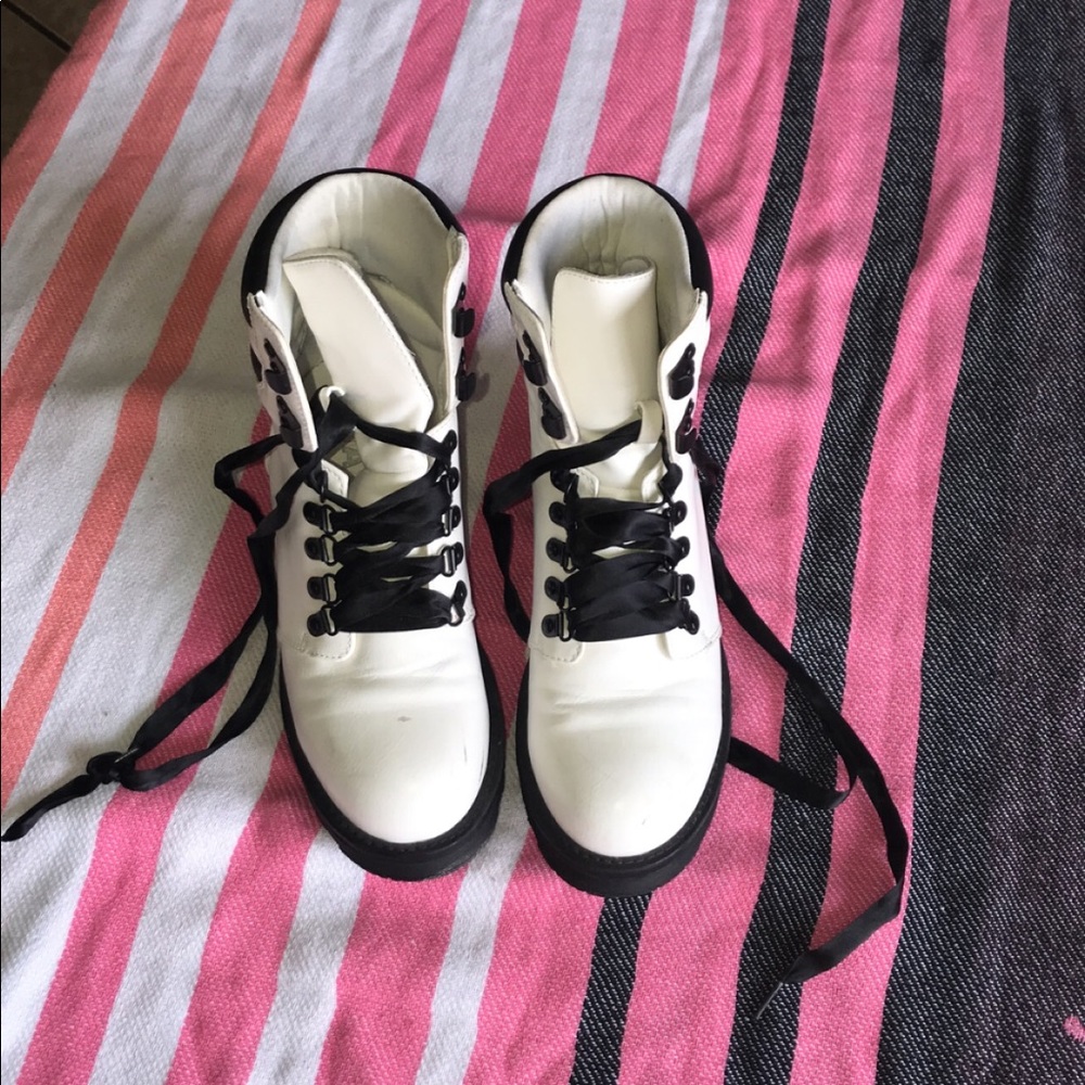White combat boots